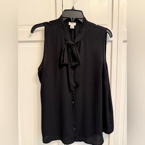 J Crew Sleeves Bow Tie Neck Top Shirt Blouse Black